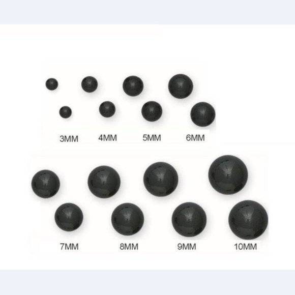 14K Solid Yellow Gold Genuine Black Onyx Ball Screw Back Stud Earrings Size 4mm - Picture 3 of 3